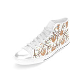 Sloths hanging on the tree pattern Women's High Top Canvas Shoes White