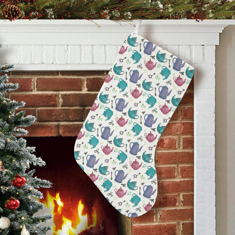 Tea pots Pattern Print Design 05 Christmas Stocking