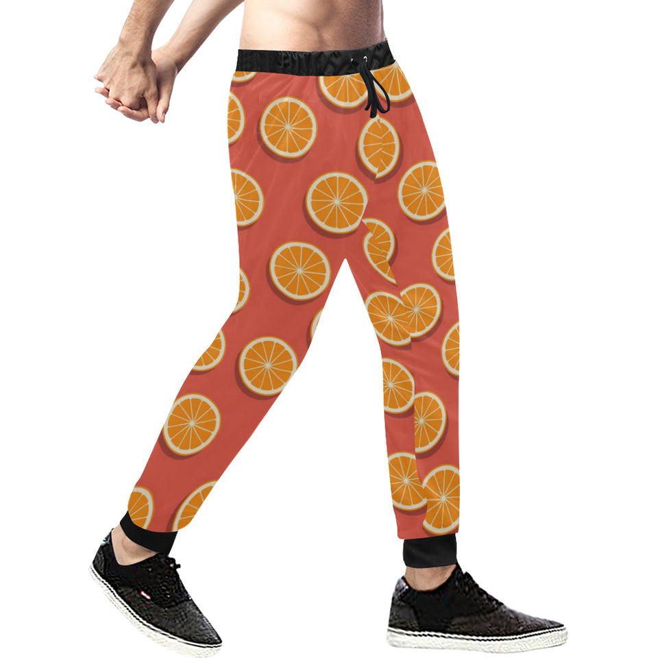 Oranges pattern red background Unisex Casual Sweatpants