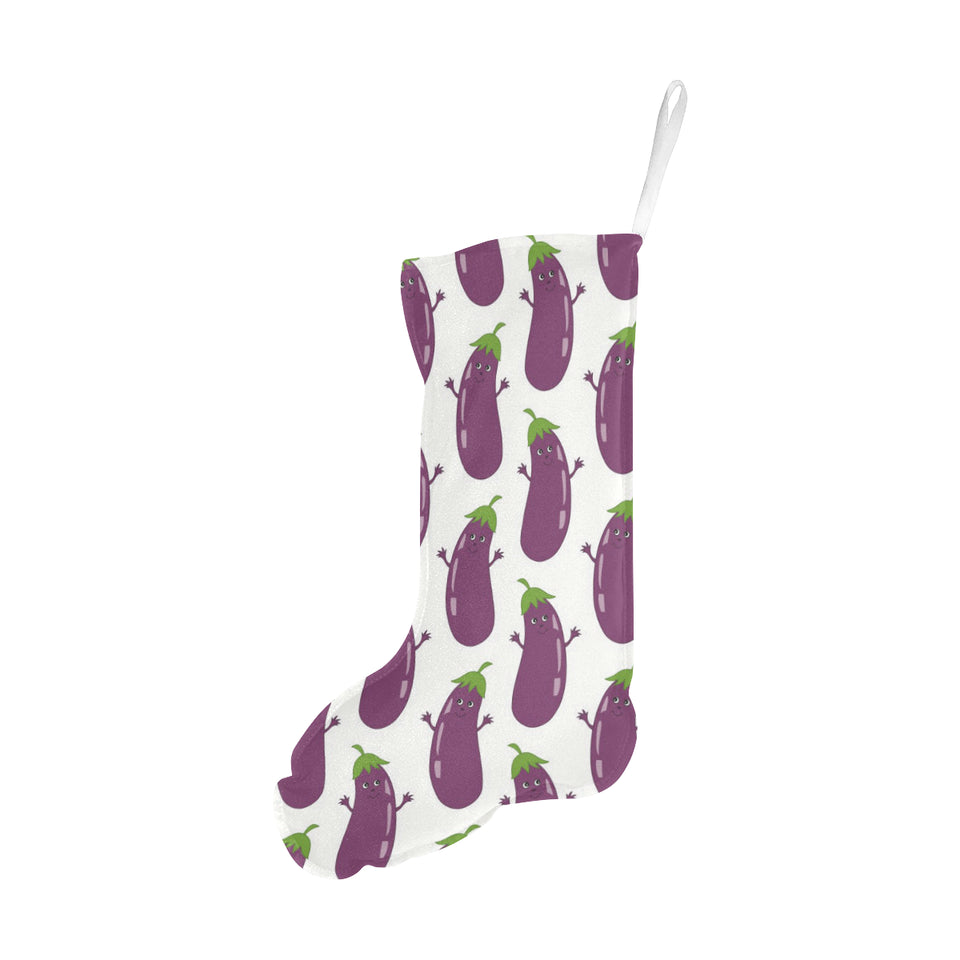 Eggplant Pattern Print Design 01 Christmas Stocking