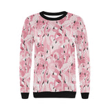 Pink flamingos pattern background Women's Crew Neck Sweatshirt