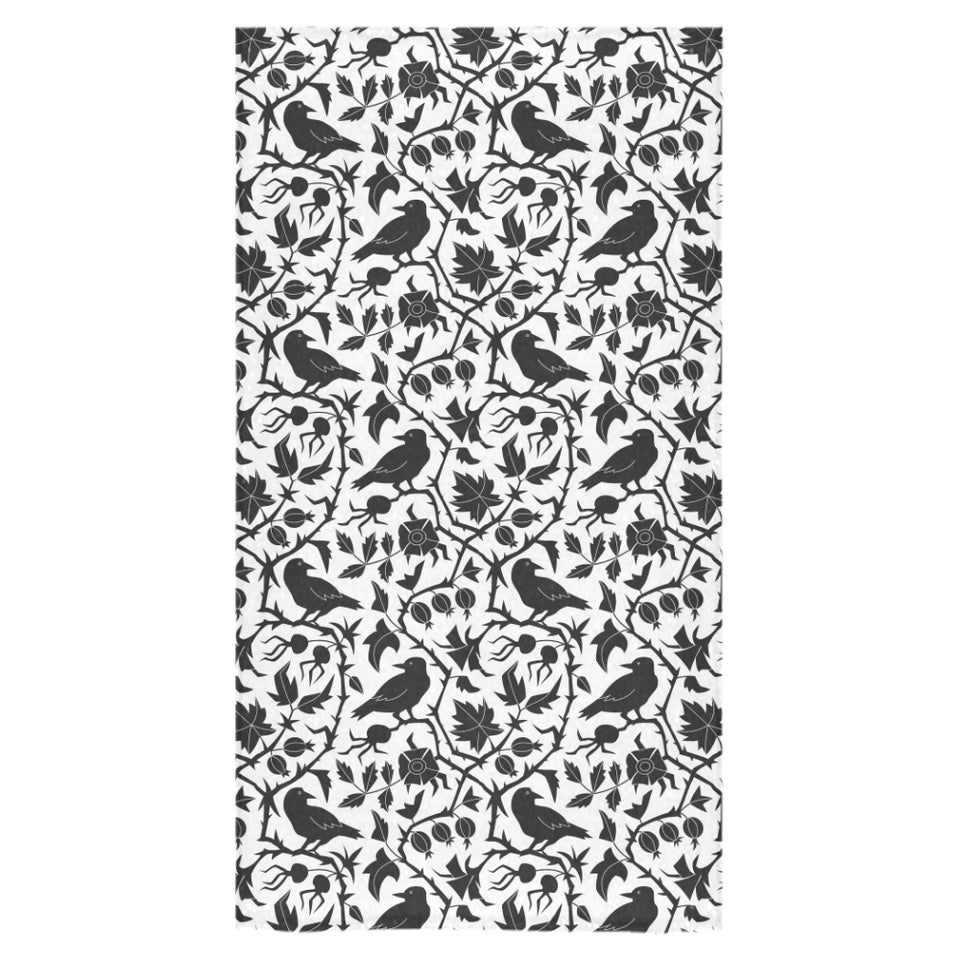 Crow dark floral pattern Bath Towel