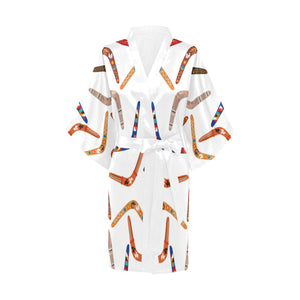 Boomerang Australian aboriginal ornament pattern Women's Short Kimono Robe