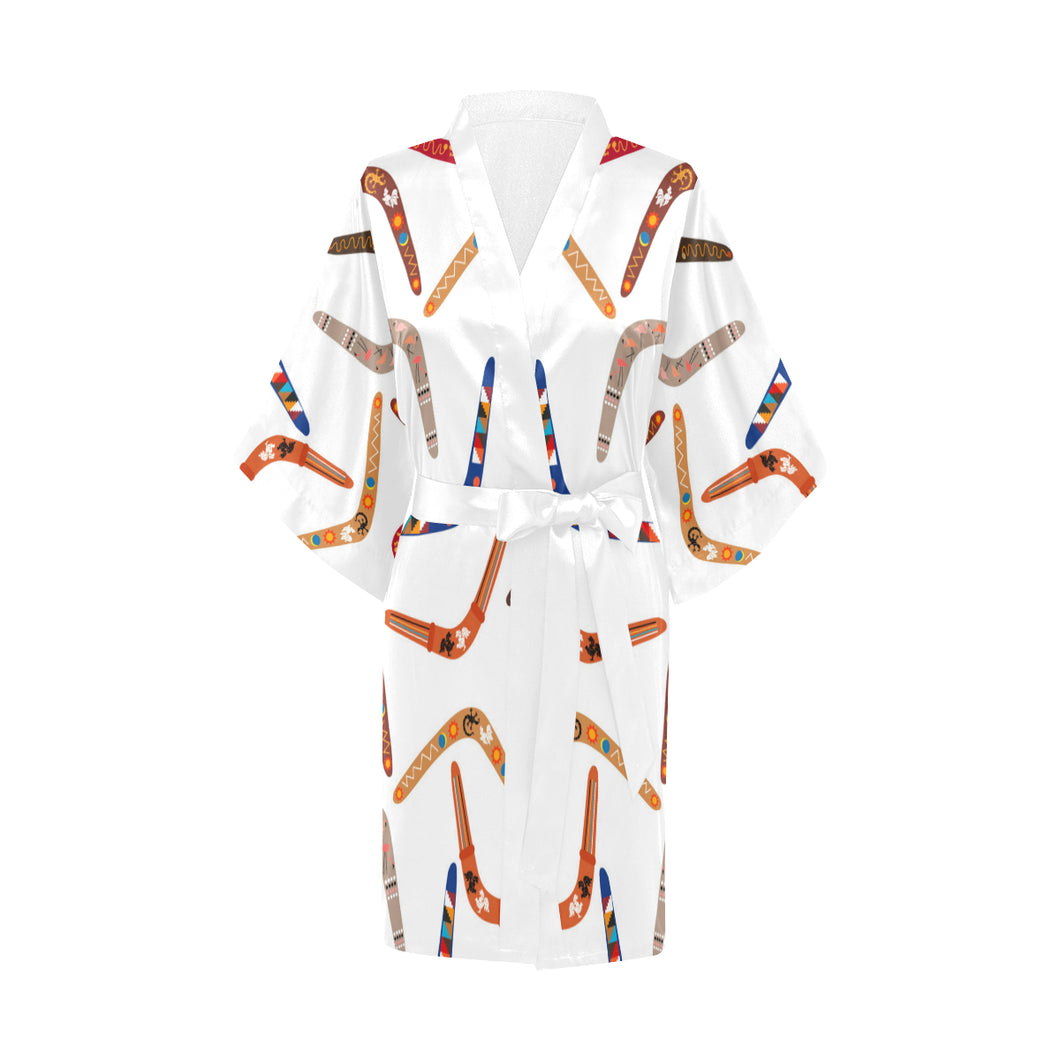 Boomerang Australian aboriginal ornament pattern Women's Short Kimono Robe