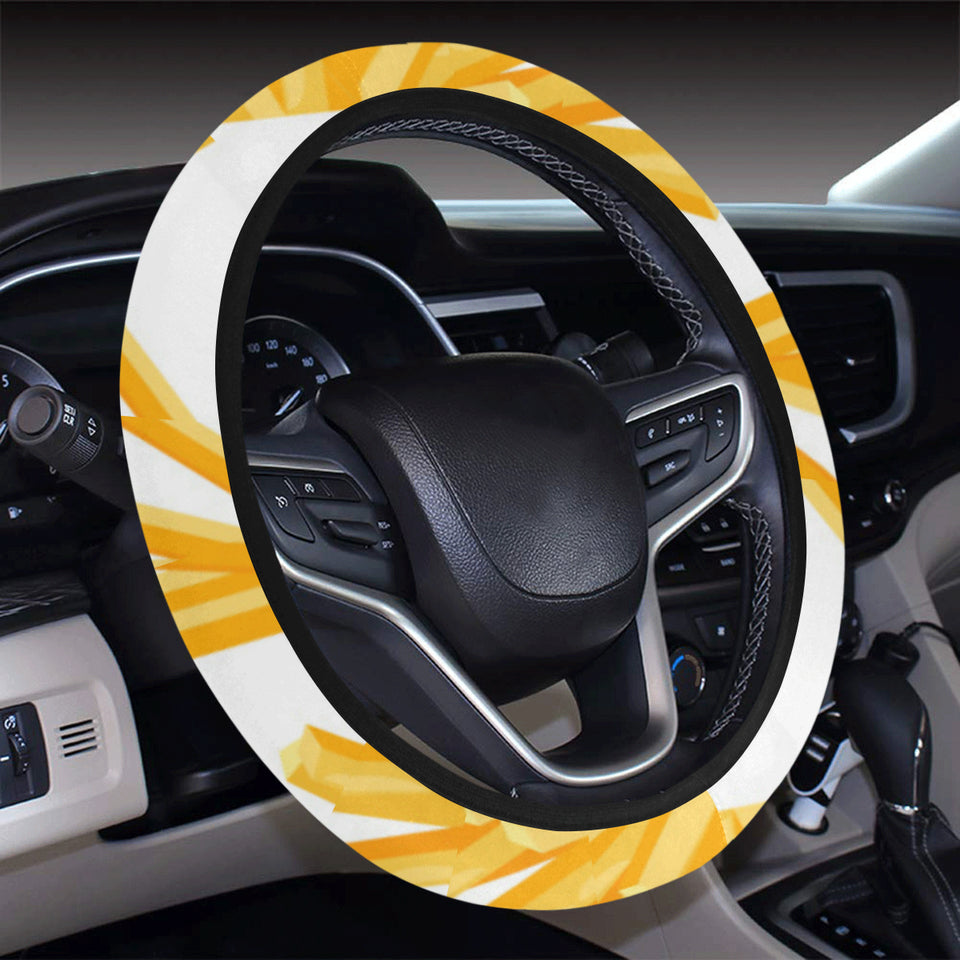 French fries white paper box pattern Car Steering Wheel Cover