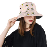 Cute bee flower pattern pink background Unisex Bucket Hat