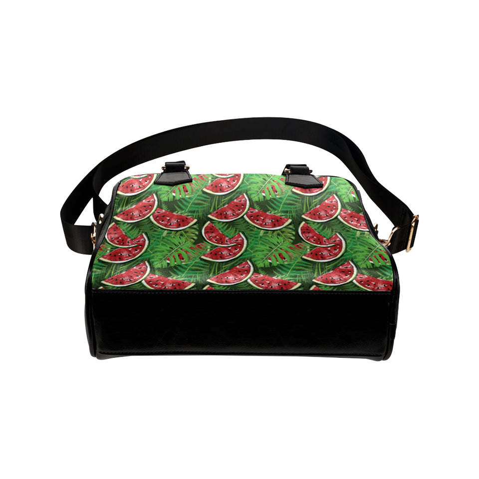 Watermelons tropical palm leaves pattern backgroun Shoulder Handbag