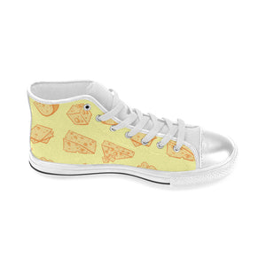 Cheese design pattern Women's High Top Canvas Shoes White