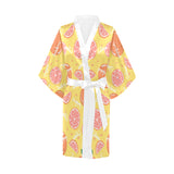 Grapefruit yellow background Women's Short Kimono Robe