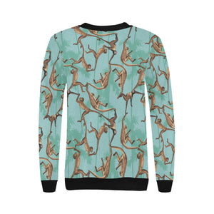 Monkey Palm tree background Women's Crew Neck Sweatshirt