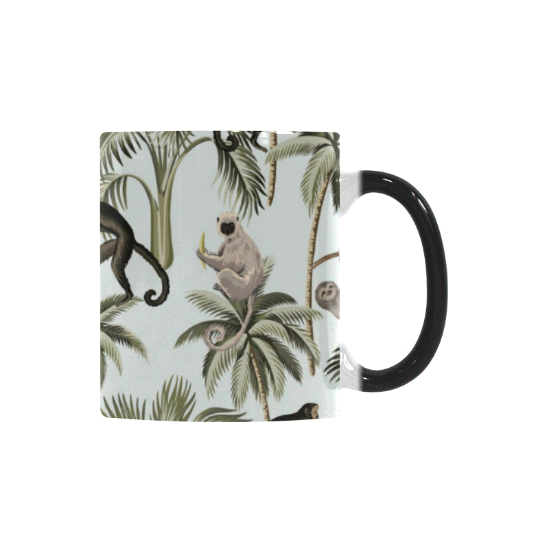Monkey sloth lemur palm trees pattern Morphing Mug Heat Changing Mug