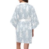 Christmas tree winter forest pattern Women's Short Kimono Robe