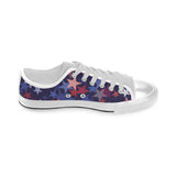 Red blue star pattern Men's Low Top Shoes White