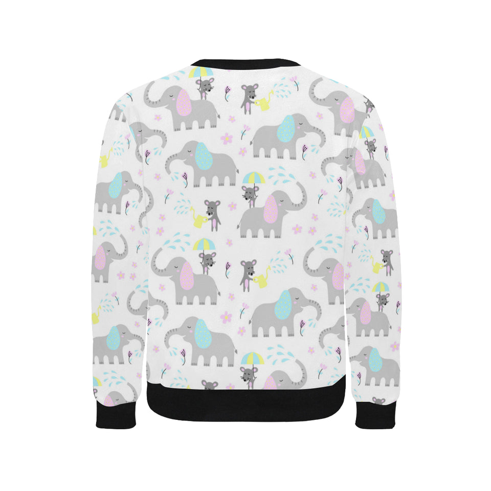 Cute elephant mouse pattern Men's Crew Neck Sweatshirt