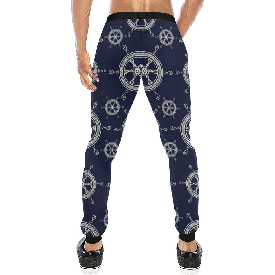 nautical steering wheel design pattern Unisex Casual Sweatpants