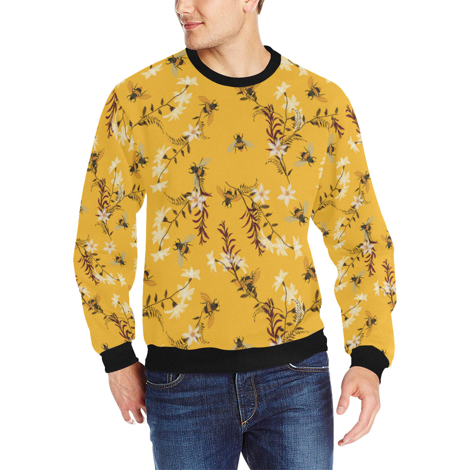 Bee flower pattern Men's Crew Neck Sweatshirt