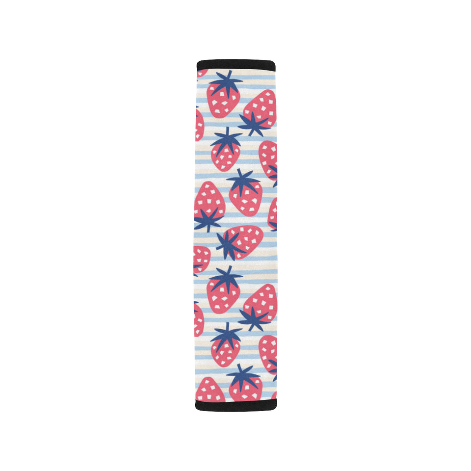Strawberry pattern blue lines background Car Seat Belt Cover