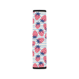 Strawberry pattern blue lines background Car Seat Belt Cover