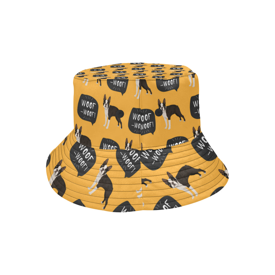 Boston terrier design pattern Unisex Bucket Hat