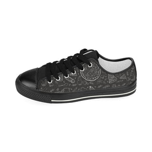 Pizza pattern Kids' Boys' Girls' Low Top Canvas Shoes Black
