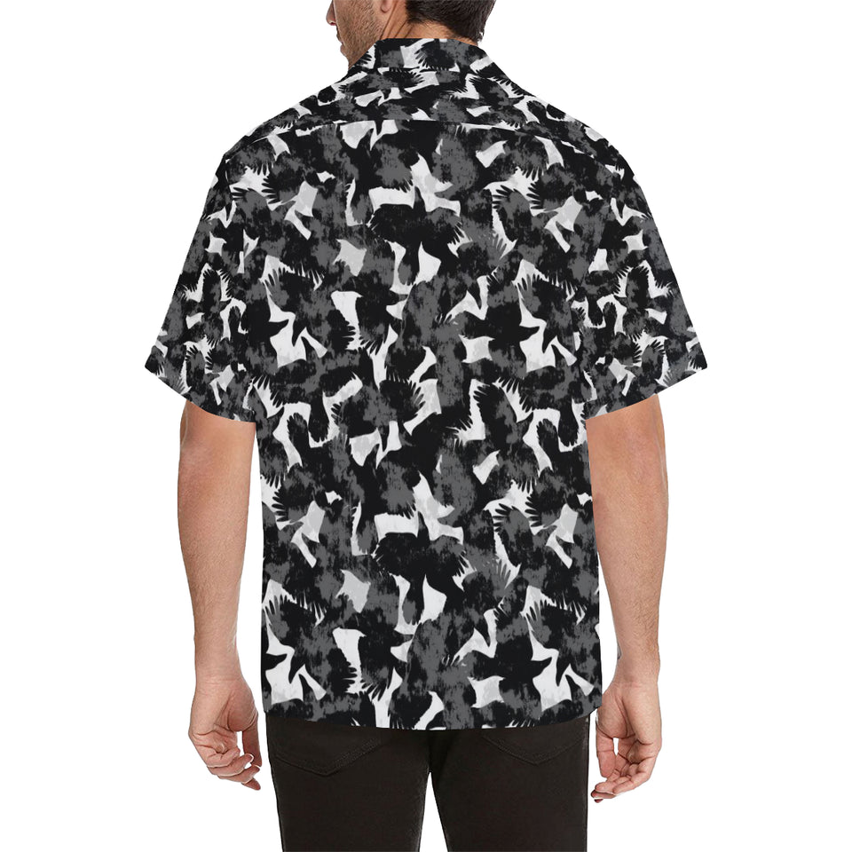 Crow illustration pattern Men's All Over Print Hawaiian Shirt