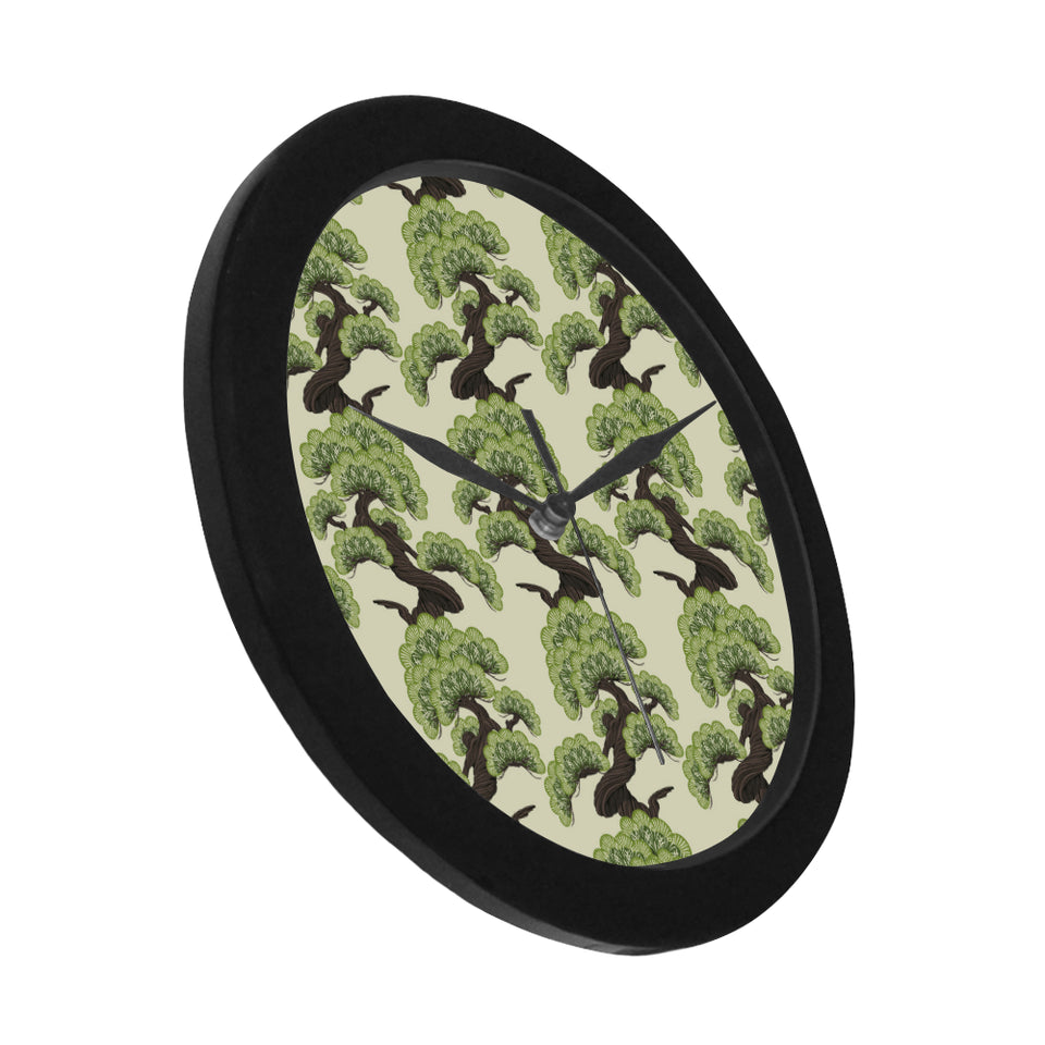 Bonsai pattern Elegant Black Wall Clock