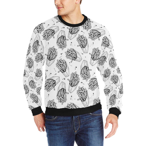 Hand drawn french fries pattern Men's Crew Neck Sweatshirt
