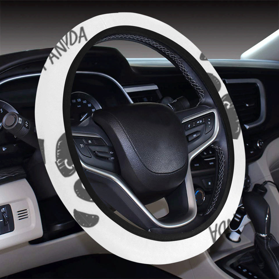 Hand Drawn faces of pandas pattern Car Steering Wheel Cover