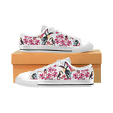 Toucan flower design pattern Men's Low Top Shoes White