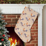 Cute rooster chicken cock floral ornament backgrou Christmas Stocking