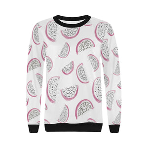 dragon fruit pattern Women's Crew Neck Sweatshirt