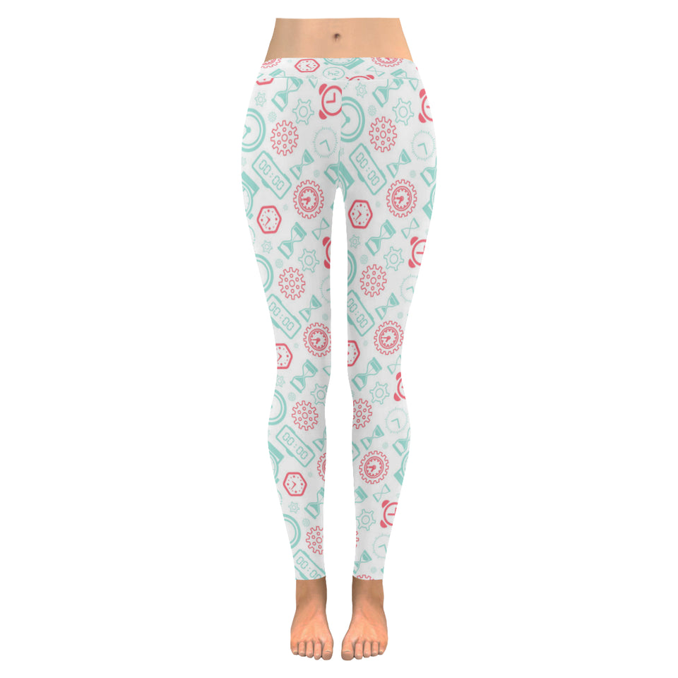 Clock time pattern blackground Women's Legging Fulfilled In US