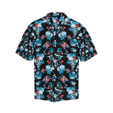 Skull flower roses leave pattern Men's All Over Print Hawaiian Shirt
