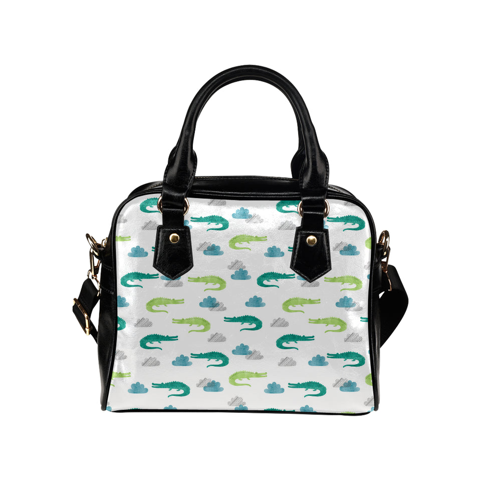 watercolor crocodile pattern Shoulder Handbag