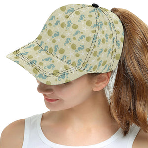 Seahorse shell starfish pattern background All Over Print Snapback Cap