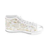 Beautiful gold japanese pattern Men's High Top Canvas Shoes White