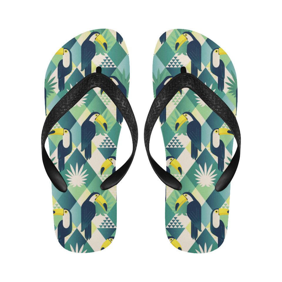 Toucan tropical leaves design pattern Unisex Flip Flops