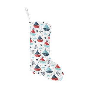 Cute color paper sailboat pattern Christmas Stocking