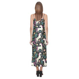 Unicorns forest background V-Neck Open Fork Long Dress