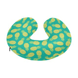 Pineapples pattern green background U-Shaped Travel Neck Pillow