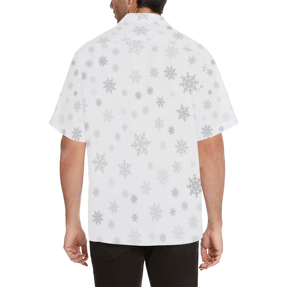 Snowflake pattern white background Men's All Over Print Hawaiian Shirt