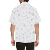 Snowflake pattern white background Men's All Over Print Hawaiian Shirt