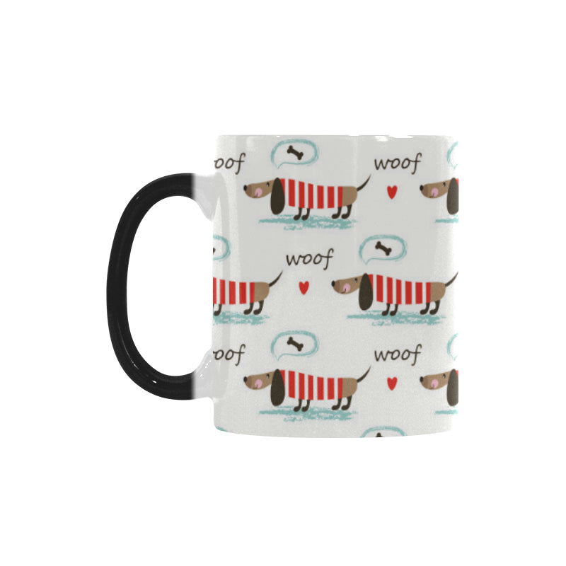 Cute dachshund bone pattern Morphing Mug Heat Changing Mug