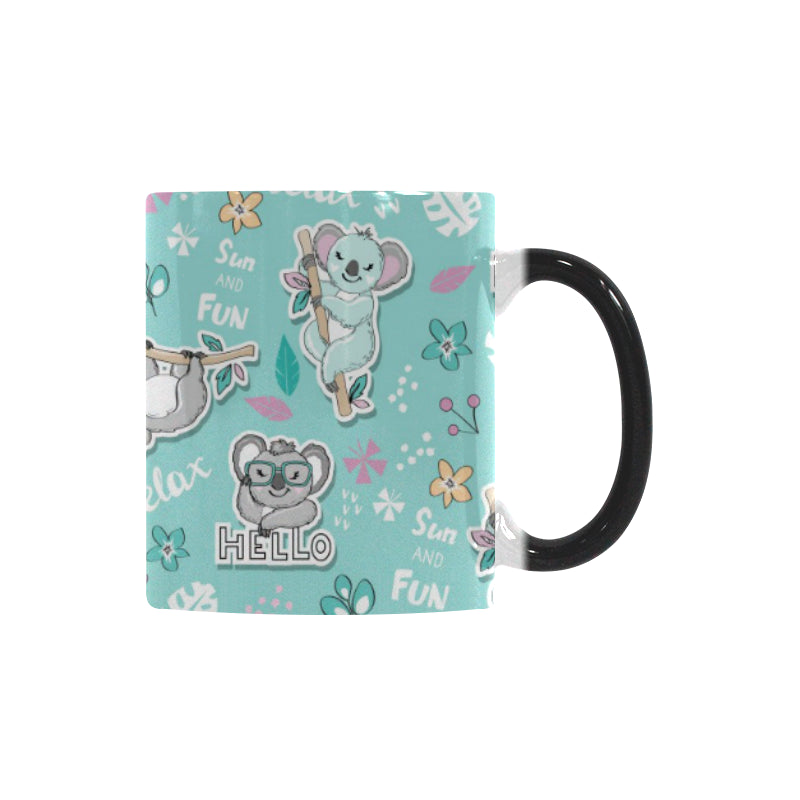 Cute koalas blue background pattern Morphing Mug Heat Changing Mug