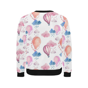 Watercolor air balloon cloud pattern Men's Crew Neck Sweatshirt