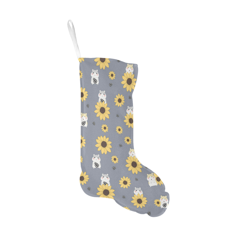 Cute hamster sunflower pattern background Christmas Stocking