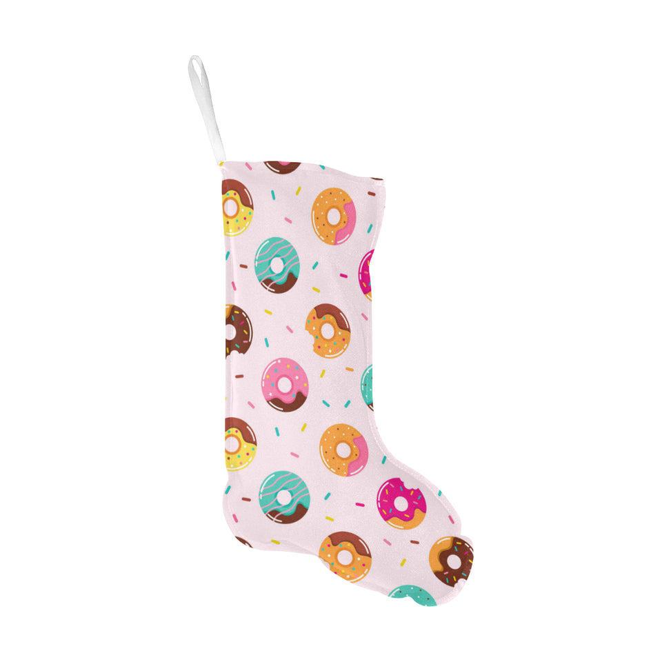 Donut pattern glaze pink background Christmas Stocking