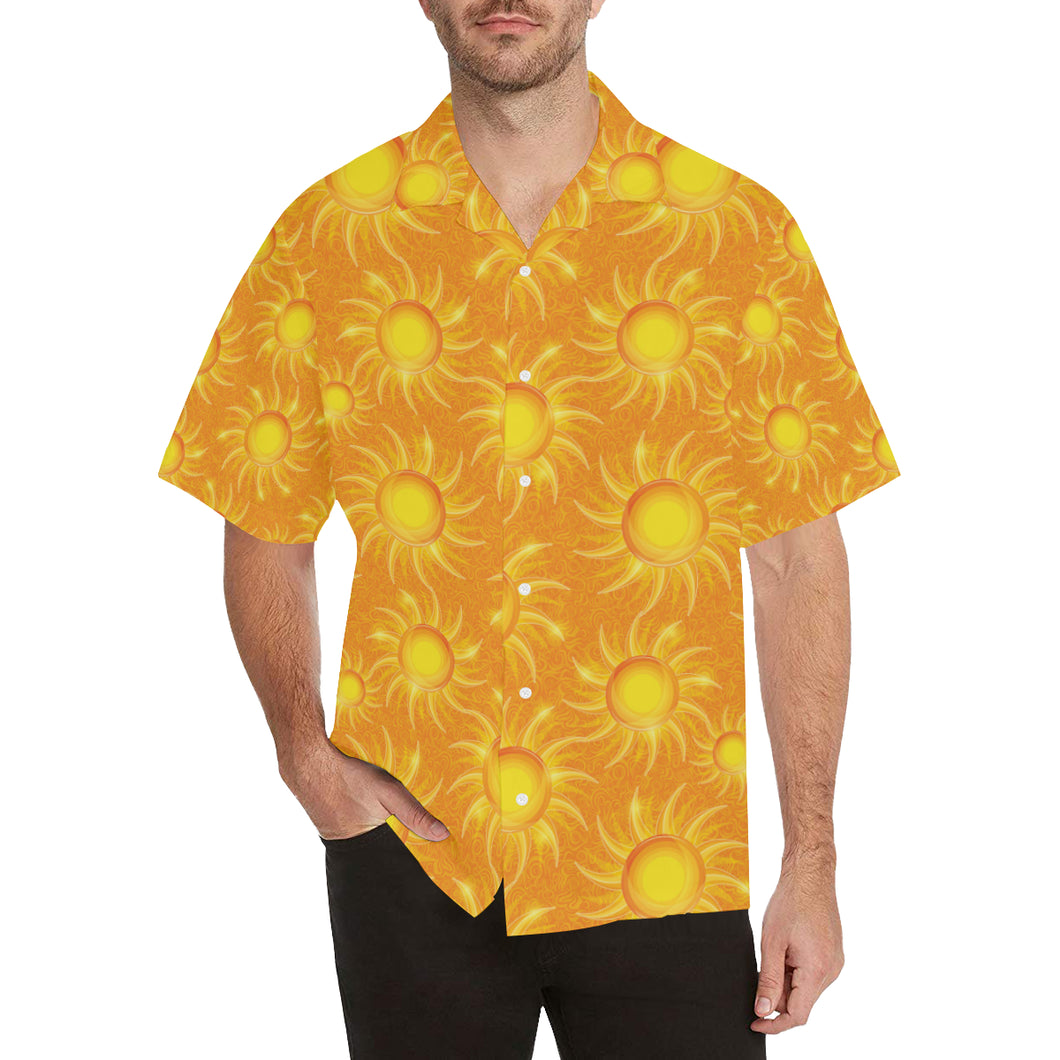 Sun orange background Men's All Over Print Hawaiian Shirt