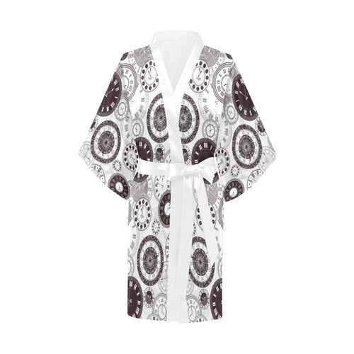 Classic vintage clock pattern Women's Short Kimono Robe