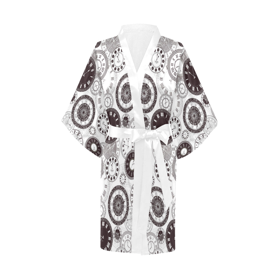 Classic vintage clock pattern Women's Short Kimono Robe